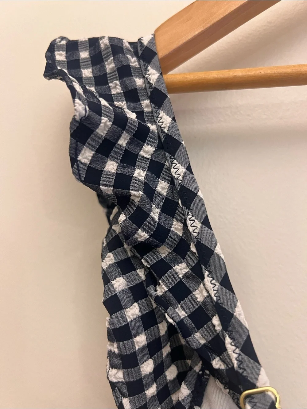J.Crew Reimagined Gingham bodysuit Size 22 Ruffle High Cut